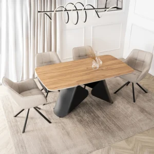 Masă extensibilă din ceramică VERONA 160–240 cm Stejar/Negru