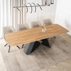 Masă extensibilă din ceramică VERONA 160–240 cm Stejar/Negru