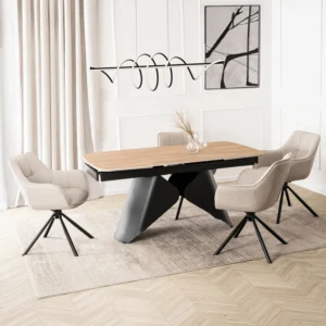 Masă extensibilă din ceramică VERONA 160–240 cm Stejar/Negru