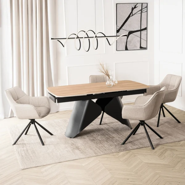 Masă extensibilă din ceramică VERONA 160–240 cm Stejar/Negru