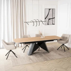 Masă extensibilă din ceramică VERONA 160–240 cm Stejar/Negru