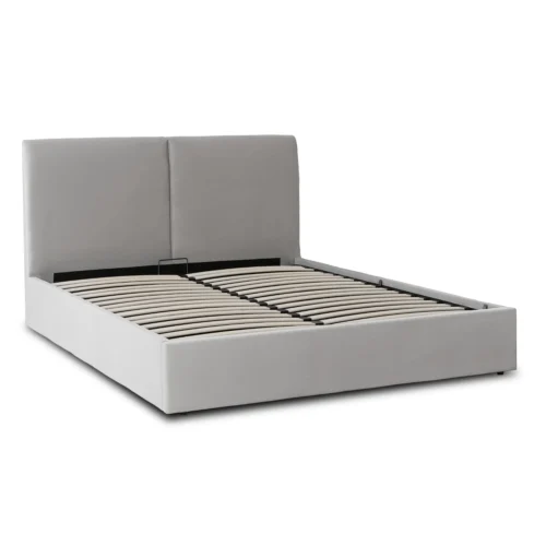 Pat MARSEILLE 140x200 cu spațiu de depozitare, velur gri