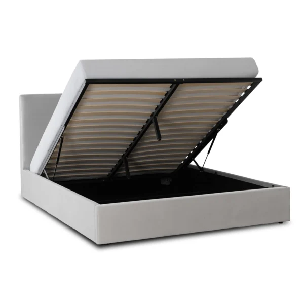 Pat MARSEILLE 140x200 cu spațiu de depozitare, velur gri