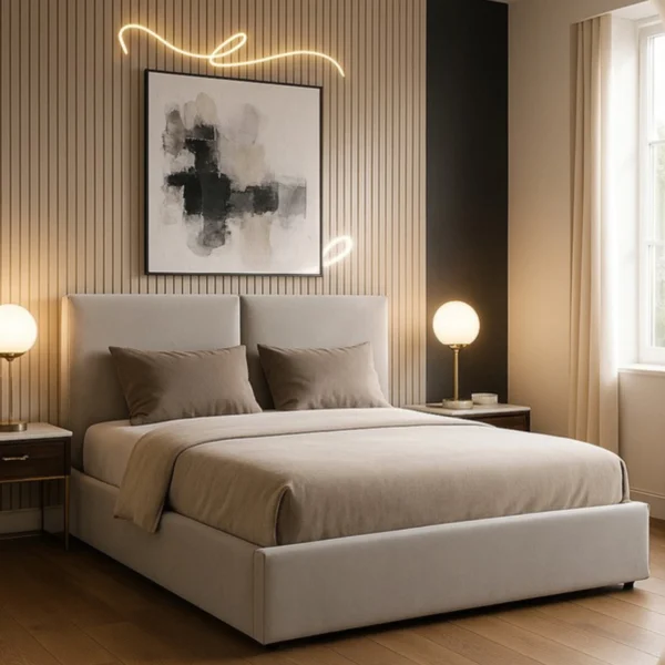 Pat MARSEILLE 180x200 cu spațiu de depozitare, velur gri