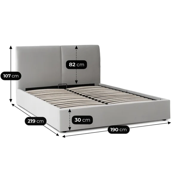 Pat MARSEILLE 180x200 cu spațiu de depozitare, velur gri
