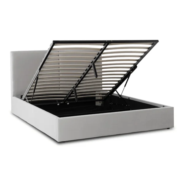 Pat MARSEILLE 160x200 cu spațiu de depozitare, velur gri