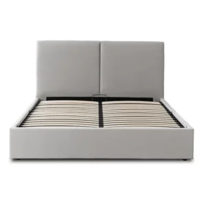 Pat MARSEILLE 160x200 cu spațiu de depozitare, velur gri