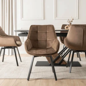 Scaun rotativ LUNA, maro, din velur — MOBILA
