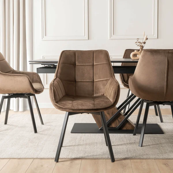 Scaun rotativ LUNA, maro, din velur — MOBILA