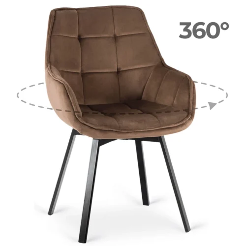 Scaun pivotant LUNA din velur maro