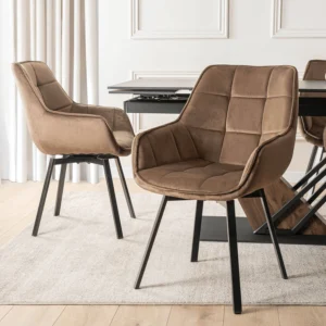 Scaun rotativ LUNA, maro, din velur — MOBILA
