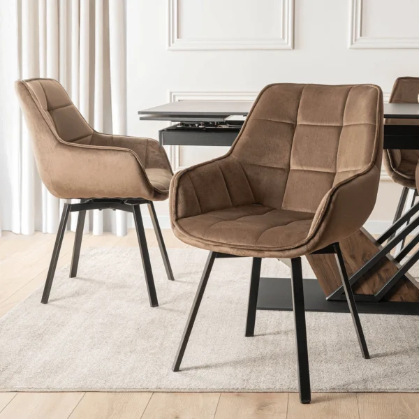 Scaun rotativ LUNA, maro, din velur — MOBILA