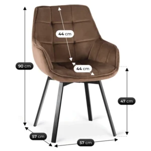 Scaun rotativ LUNA, maro, din velur — MOBILA