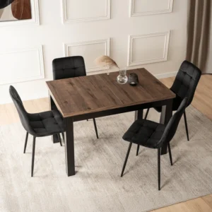 product-3709-1 Masa SKUBI extensibilă 120-160 cm, nuc/negru — Mese