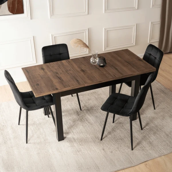 product-3709-2 Masa SKUBI extensibilă 120-160 cm, nuc/negru — Mese