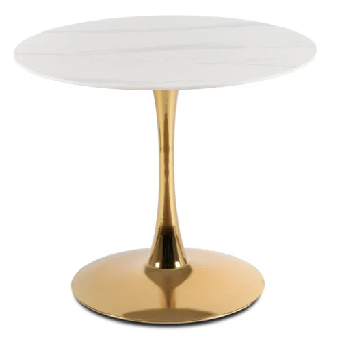 Masă SANDER 89 cm Ceramică Alb/Auriu