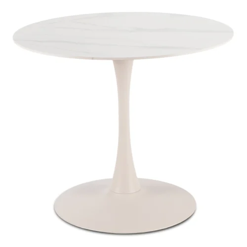 SANDER Masă 89 cm Ceramic Alb/Cașmir