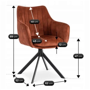 Scaun pivotant MUMBAI, catifea roșie