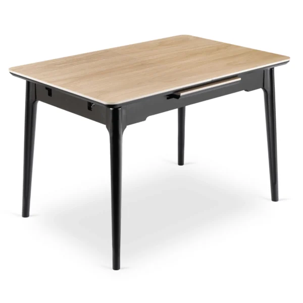Masă extensibilă din ceramică SAMER 120–160 cm Stejar/Negru