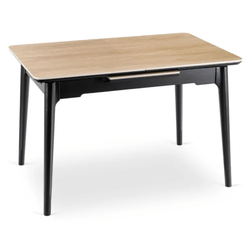 Masă extensibilă din ceramică SAMER 138–178 cm Stejar/Negru