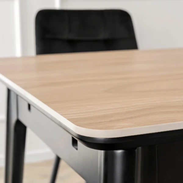 Masă extensibilă din ceramică SAMER 138–178 cm Stejar/Negru