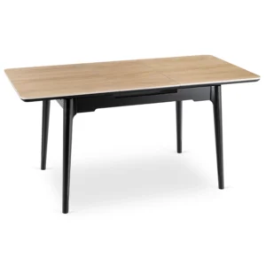 Masă extensibilă din ceramică SAMER 138–178 cm Stejar/Negru