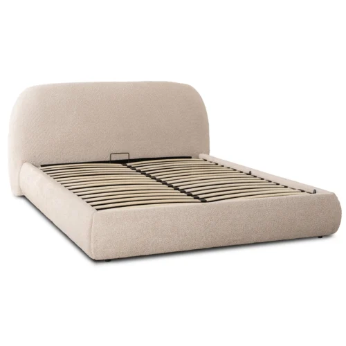Pat ROSSO 160x200 cu spațiu de depozitare, bej bouclé