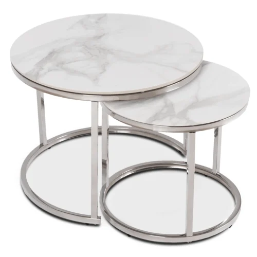 Set de masă din ceramică AMARA Marmură albă/Argintiu