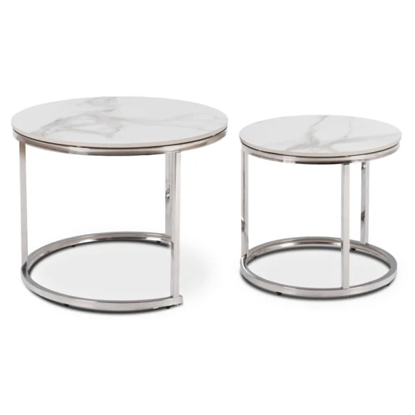 Set de masă din ceramică AMARA Marmură albă/Argintiu