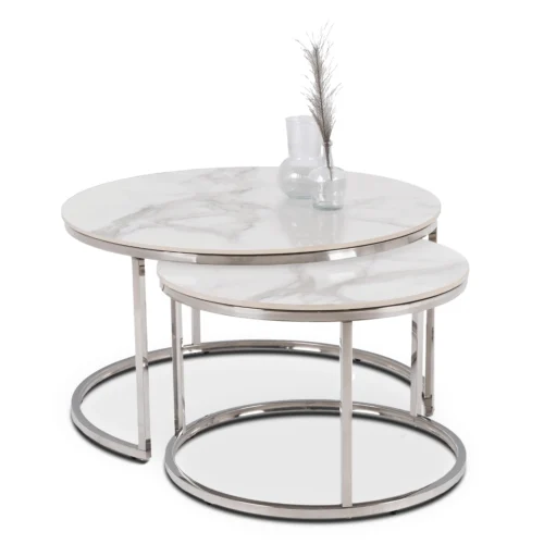 Set de masă din ceramică AMARA MAX Marmură albă/Argintiu