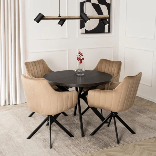 product-3739-4 MUMBAI 2 Scaun pivotant din catifea bej — MOBILA
