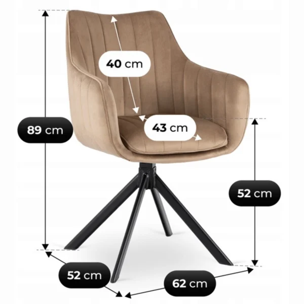 product-3739-9 MUMBAI 2 Scaun pivotant din catifea bej — MOBILA