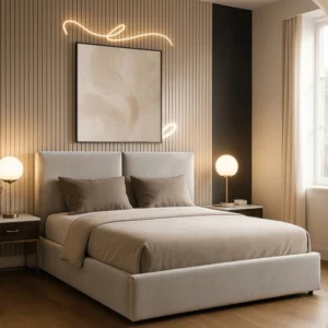 Pat 160x200 MARSYLIA cu container Tesatura gri — MOBILA