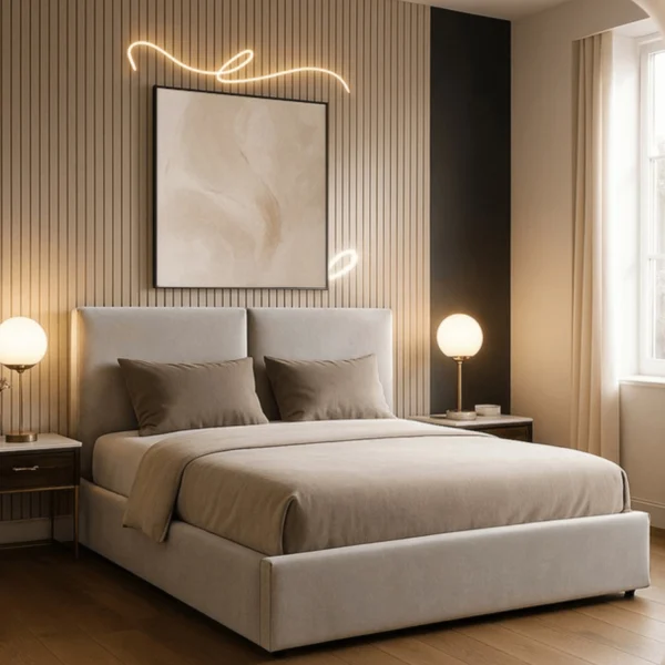 Pat 160x200 MARSYLIA cu container Tesatura gri — MOBILA
