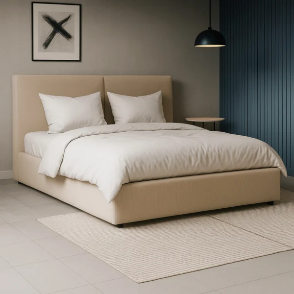 Pat MARSEILLE 140x200 cu spațiu de depozitare Velur bej