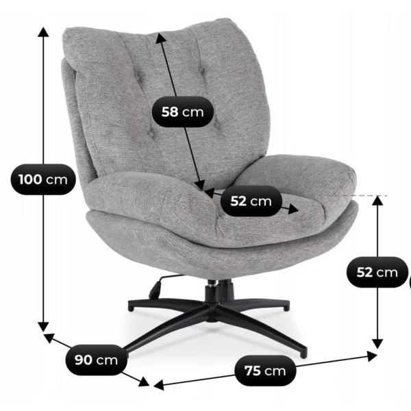 FREMONT Scaun pivotant cu suport pentru picioare, gri