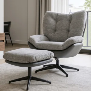 product-3750-0-1 FREMONT Scaun pivotant cu suport pentru picioare Gri/Negru