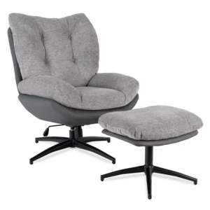 product-3750-0 FREMONT Scaun pivotant cu suport pentru picioare Gri/Negru