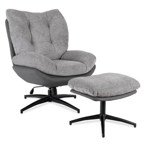 FREMONT Scaun pivotant cu suport pentru picioare Gri/Negru