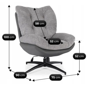 product-3750-6 FREMONT Scaun pivotant cu suport pentru picioare Gri/Negru