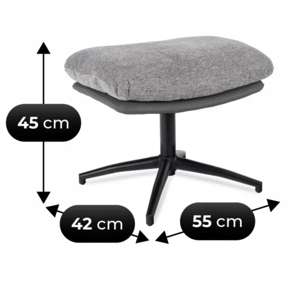 product-3750-7 FREMONT Scaun pivotant cu suport pentru picioare Gri/Negru