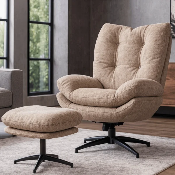 FREMONT Scaun pivotant cu suport pentru picioare, bej