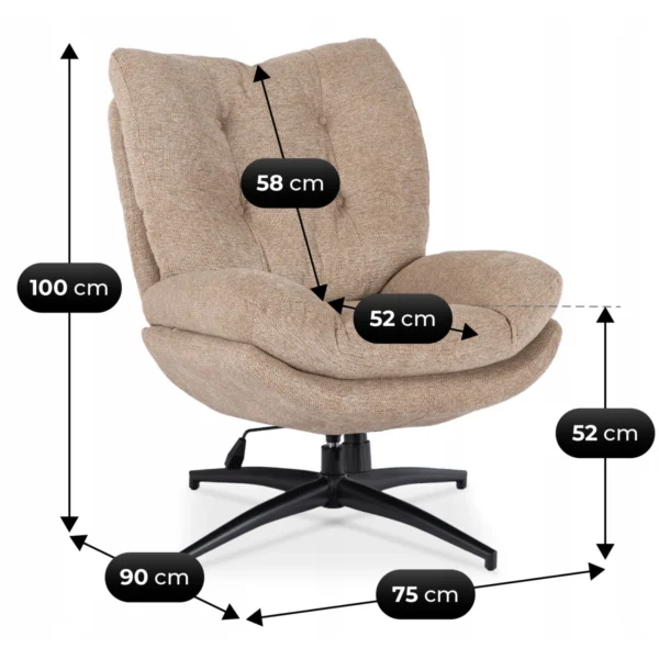 FREMONT Scaun pivotant cu suport pentru picioare, bej