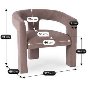 Scaun reclinabil din velur bej LILLE