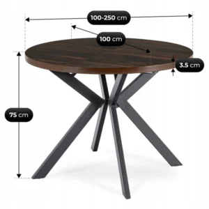 Masă extensibilă LUKAS 100-250 cm Nuc/Negru