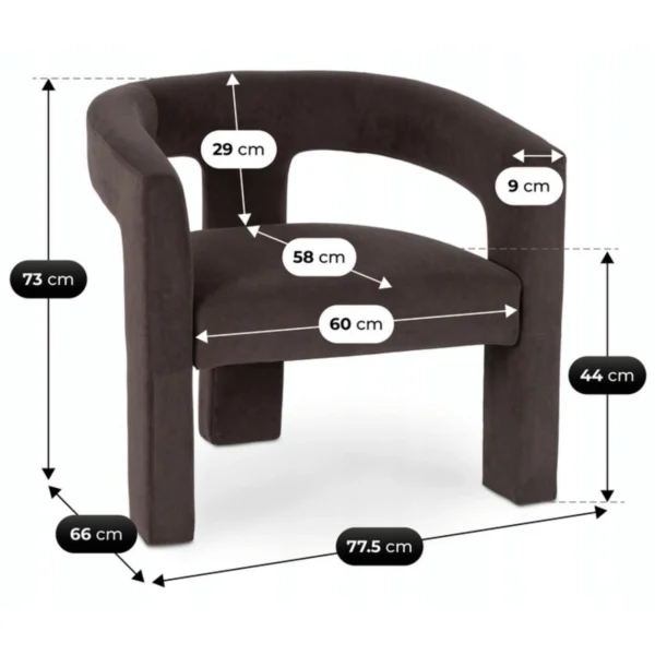 Scaun reclinabil LILLE din velur maro