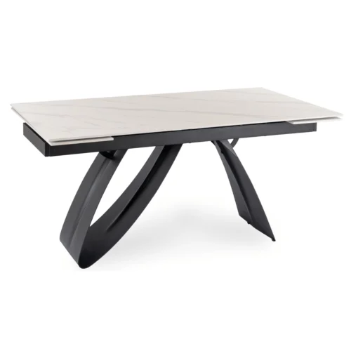 Masă extensibilă DEVON din ceramică 160-220 cm Marmură albă/Negru
