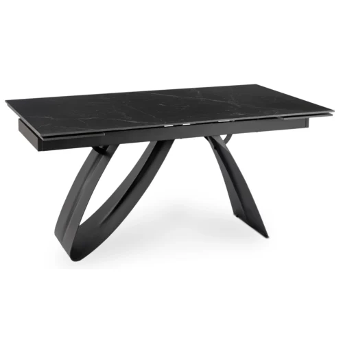 Masă extensibilă DEVON din ceramică 160–220 cm Marmură neagră/Negru