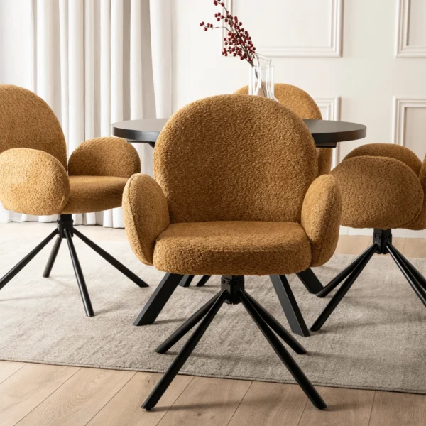 Scaun pivotant MUSSO Mustard Boucle