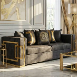 PALLAZO 3S Canapea cu trei locuri Negru/Auriu